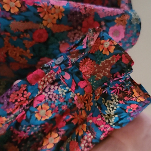 J.Crew Liberty London Ciara Floral Print Blouse Ruffle Collar Pink Black Green - Picture 8 of 17